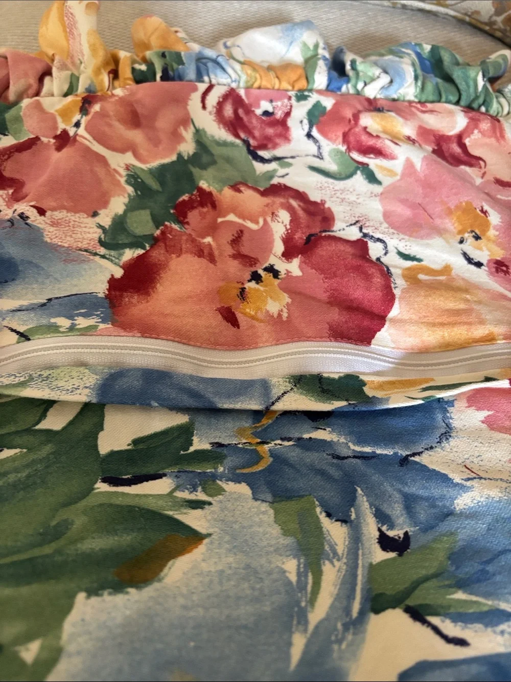 Floral Ruffled Decorator Rectangular Accent Pillow Cover Fits 15 x 30 inch
